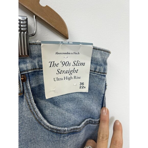 Abercrombie & Fitch Womens 90s Slim Straight Ultra High Rise Jeans Sz 36 22R - Picture 3 of 12